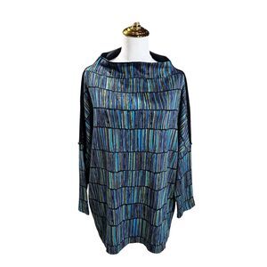 Ozai N Ku Blouse abstract Top Black Size L Lagenlook Art To Wear Women’s